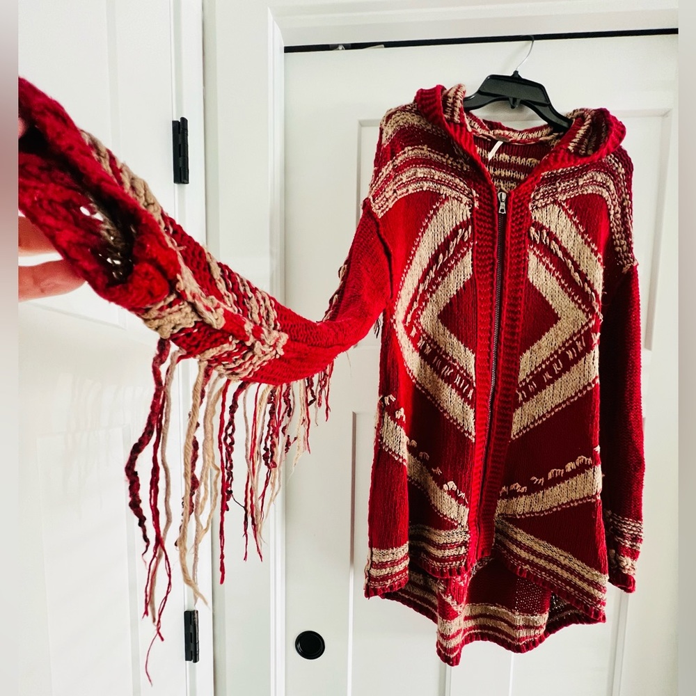 Free People Fringed Sweater Jacket